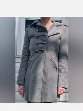Suzy Shier Grey Coat With Pewter Buttons